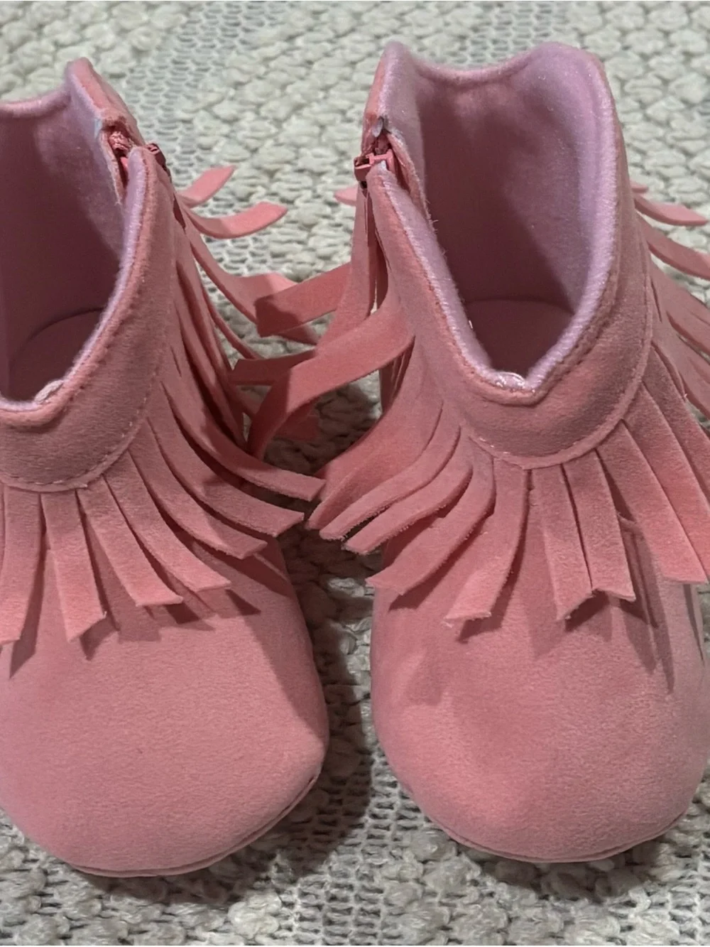 Baby Girl Pink Faux Suede Fringe Ankle Booties Size 3 Infant
